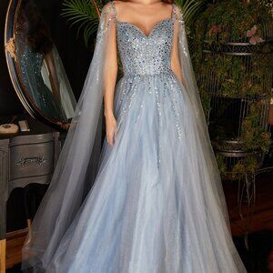 Blue formal dress. Mother of the bride party special occasion evening gown
